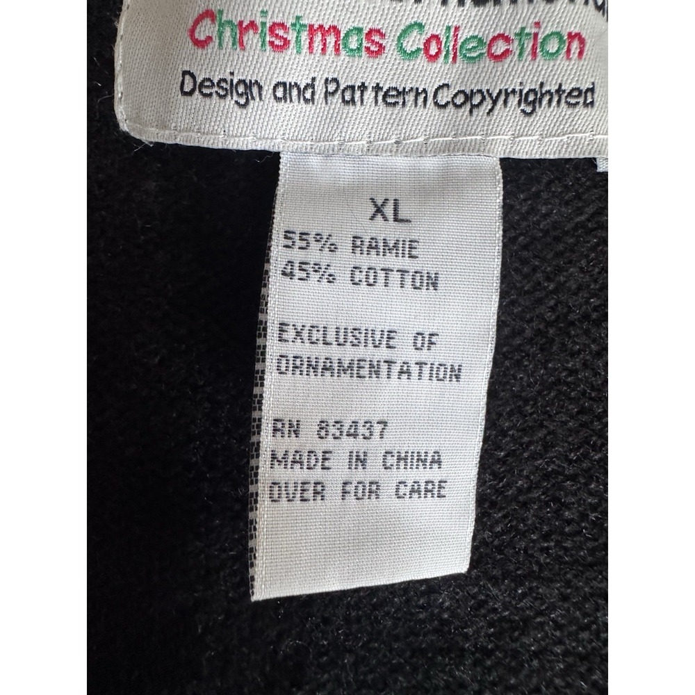 Vtg Christmas Cardigan Sweater XL Knit Full Zip Appliqué Cardinal Santa Novelty - Picture 16 of 16